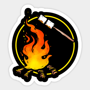 Adventurers Grill Marshmallows At The Campfire While Camping Sticker